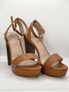 Call It Spring Tan Platform Block Heel Sandals